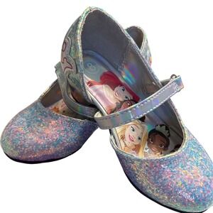 Disney Princess Toddler Girls Silver Glitter Mary Jane Ballet Flats Size 8